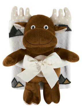 Stephan Baby: Baby Boy Soft Fleece Blanket & Stuffed Plush Moose Set NEW